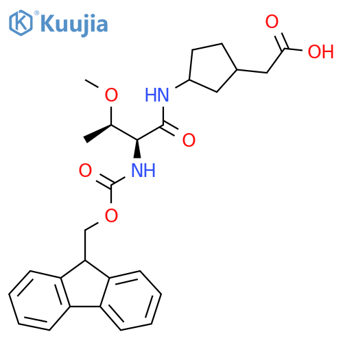 2-{3-(2S,3R)-2-({(9H-fluoren-9-yl)methoxycarbonyl}amino)-3-methoxybutanamidocyclopentyl}acetic acid structure