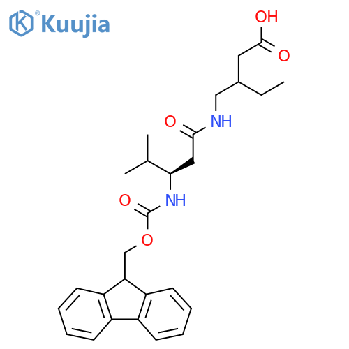 3-{(3R)-3-({(9H-fluoren-9-yl)methoxycarbonyl}amino)-4-methylpentanamidomethyl}pentanoic acid structure