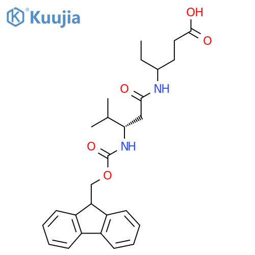 4-(3S)-3-({(9H-fluoren-9-yl)methoxycarbonyl}amino)-4-methylpentanamidohexanoic acid structure