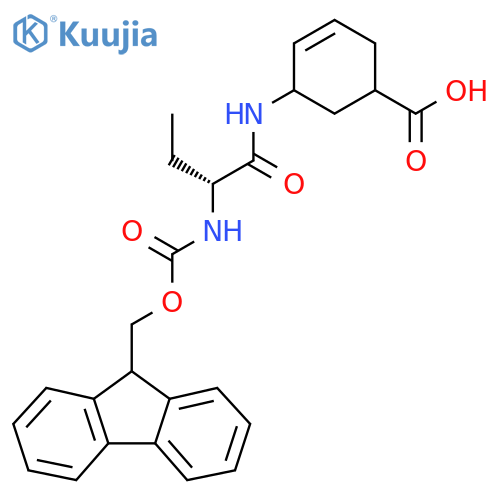 5-(2R)-2-({(9H-fluoren-9-yl)methoxycarbonyl}amino)butanamidocyclohex-3-ene-1-carboxylic acid structure