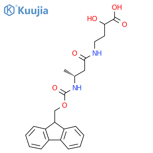 4-(3R)-3-({(9H-fluoren-9-yl)methoxycarbonyl}amino)butanamido-2-hydroxybutanoic acid structure