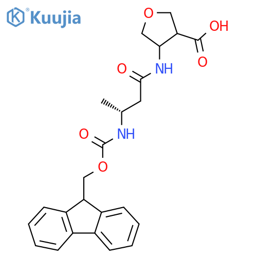 4-(3R)-3-({(9H-fluoren-9-yl)methoxycarbonyl}amino)butanamidooxolane-3-carboxylic acid structure