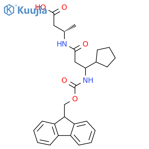 (3S)-3-3-cyclopentyl-3-({(9H-fluoren-9-yl)methoxycarbonyl}amino)propanamidobutanoic acid structure