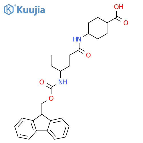 (1r,4r)-4-4-({(9H-fluoren-9-yl)methoxycarbonyl}amino)hexanamidocyclohexane-1-carboxylic acid structure