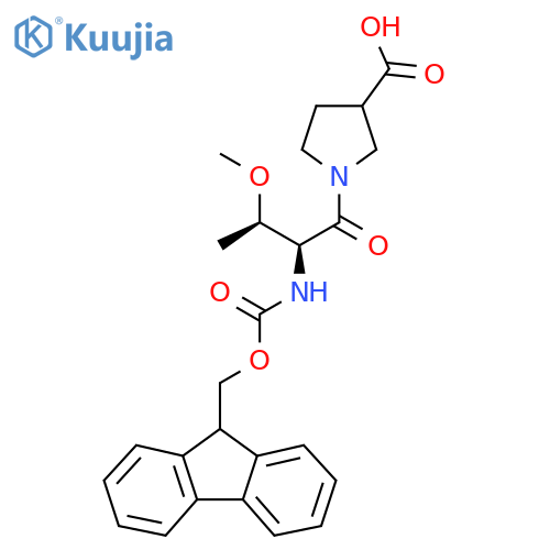 1-(2S,3R)-2-({(9H-fluoren-9-yl)methoxycarbonyl}amino)-3-methoxybutanoylpyrrolidine-3-carboxylic acid structure