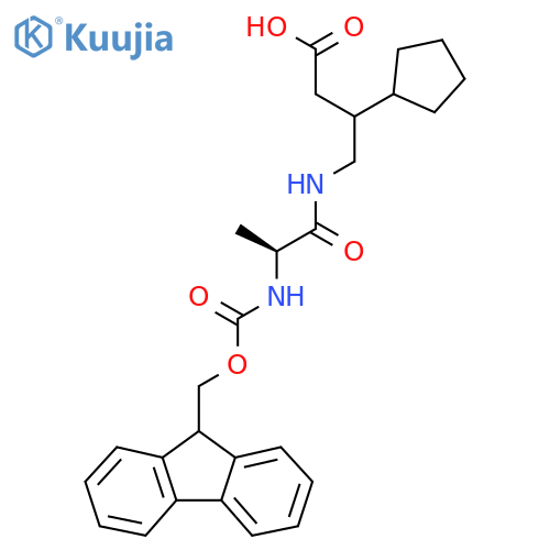 3-cyclopentyl-4-(2S)-2-({(9H-fluoren-9-yl)methoxycarbonyl}amino)propanamidobutanoic acid structure