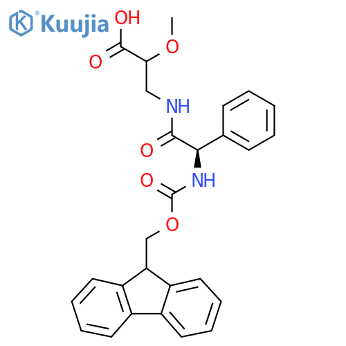 3-(2R)-2-({(9H-fluoren-9-yl)methoxycarbonyl}amino)-2-phenylacetamido-2-methoxypropanoic acid structure