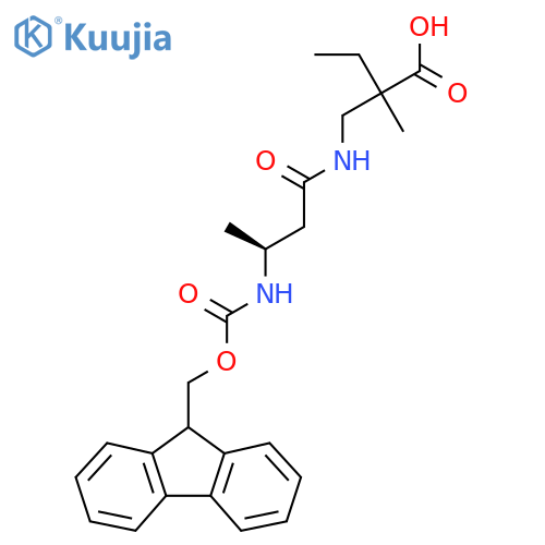 2-{(3S)-3-({(9H-fluoren-9-yl)methoxycarbonyl}amino)butanamidomethyl}-2-methylbutanoic acid structure