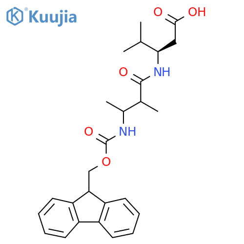 (3R)-3-3-({(9H-fluoren-9-yl)methoxycarbonyl}amino)-2-methylbutanamido-4-methylpentanoic acid structure
