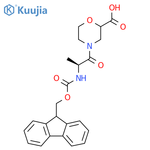 4-(2S)-2-({(9H-fluoren-9-yl)methoxycarbonyl}amino)propanoylmorpholine-2-carboxylic acid structure
