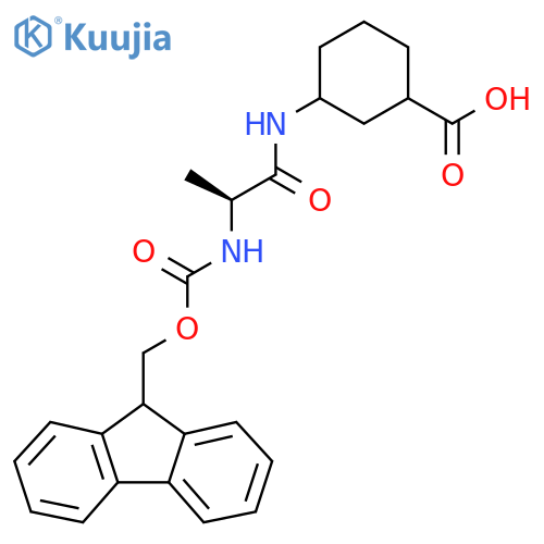 3-(2S)-2-({(9H-fluoren-9-yl)methoxycarbonyl}amino)propanamidocyclohexane-1-carboxylic acid structure
