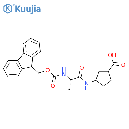3-(2S)-2-({(9H-fluoren-9-yl)methoxycarbonyl}amino)propanamidocyclopentane-1-carboxylic acid structure