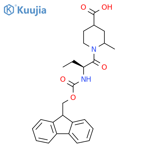 1-(2S)-2-({(9H-fluoren-9-yl)methoxycarbonyl}amino)butanoyl-2-methylpiperidine-4-carboxylic acid structure