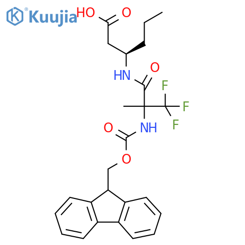 (3R)-3-2-({(9H-fluoren-9-yl)methoxycarbonyl}amino)-3,3,3-trifluoro-2-methylpropanamidohexanoic acid structure