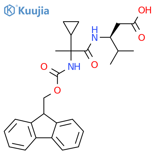 (3S)-3-2-cyclopropyl-2-({(9H-fluoren-9-yl)methoxycarbonyl}amino)propanamido-4-methylpentanoic acid structure