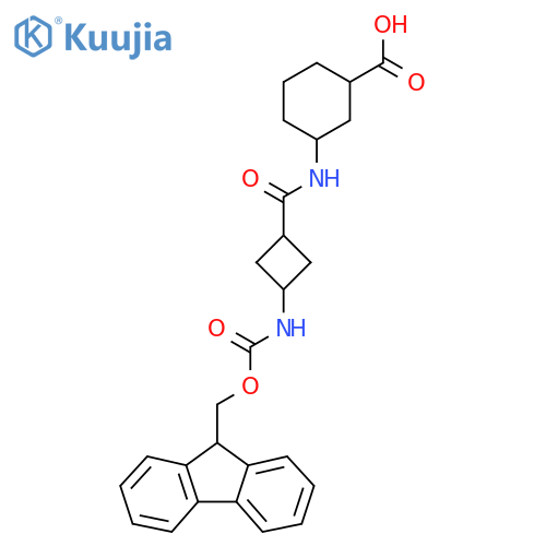 3-(1s,3s)-3-({(9H-fluoren-9-yl)methoxycarbonyl}amino)cyclobutaneamidocyclohexane-1-carboxylic acid structure