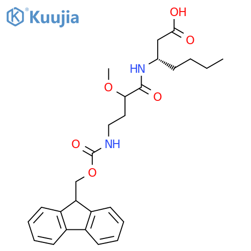 (3S)-3-4-({(9H-fluoren-9-yl)methoxycarbonyl}amino)-2-methoxybutanamidoheptanoic acid structure