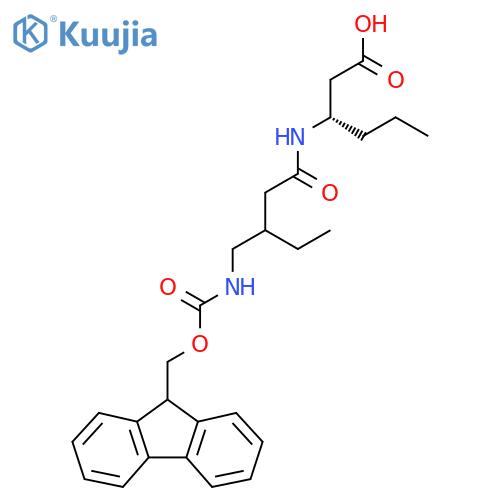 (3S)-3-{3-({(9H-fluoren-9-yl)methoxycarbonyl}amino)methylpentanamido}hexanoic acid structure