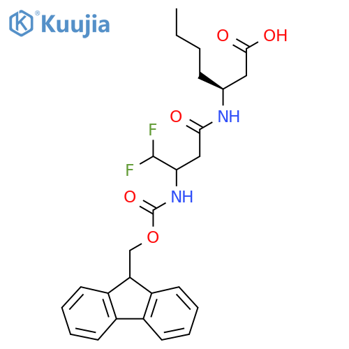 (3S)-3-3-({(9H-fluoren-9-yl)methoxycarbonyl}amino)-4,4-difluorobutanamidoheptanoic acid structure