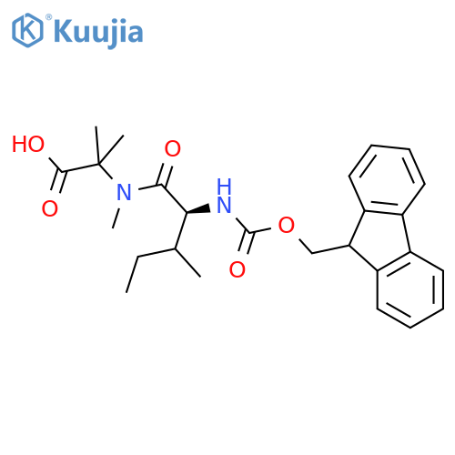 2-(2S)-2-({(9H-fluoren-9-yl)methoxycarbonyl}amino)-N,3-dimethylpentanamido-2-methylpropanoic acid structure
