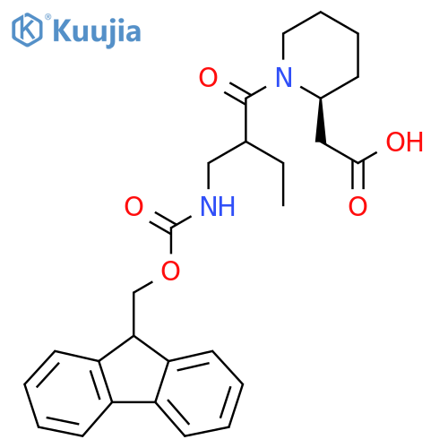 2-(2S)-1-{2-({(9H-fluoren-9-yl)methoxycarbonyl}amino)methylbutanoyl}piperidin-2-ylacetic acid structure