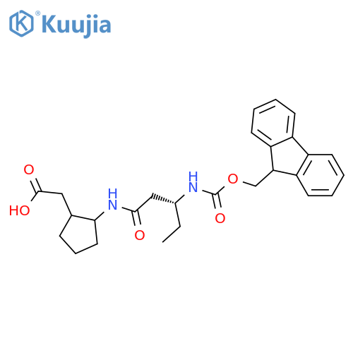 2-{2-(3R)-3-({(9H-fluoren-9-yl)methoxycarbonyl}amino)pentanamidocyclopentyl}acetic acid structure