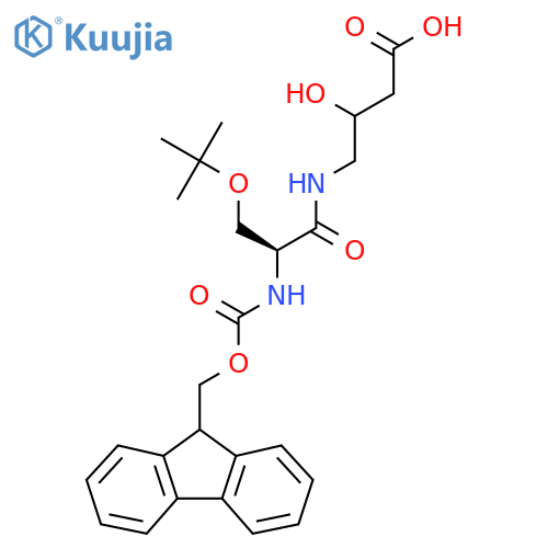 4-(2S)-3-(tert-butoxy)-2-({(9H-fluoren-9-yl)methoxycarbonyl}amino)propanamido-3-hydroxybutanoic acid structure