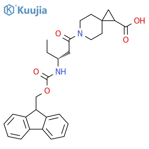 6-(3R)-3-({(9H-fluoren-9-yl)methoxycarbonyl}amino)pentanoyl-6-azaspiro2.5octane-1-carboxylic acid structure