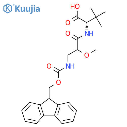 (2S)-2-3-({(9H-fluoren-9-yl)methoxycarbonyl}amino)-2-methoxypropanamido-3,3-dimethylbutanoic acid structure