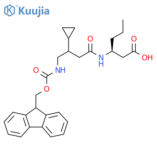 (3S)-3-3-cyclopropyl-4-({(9H-fluoren-9-yl)methoxycarbonyl}amino)butanamidohexanoic acid structure