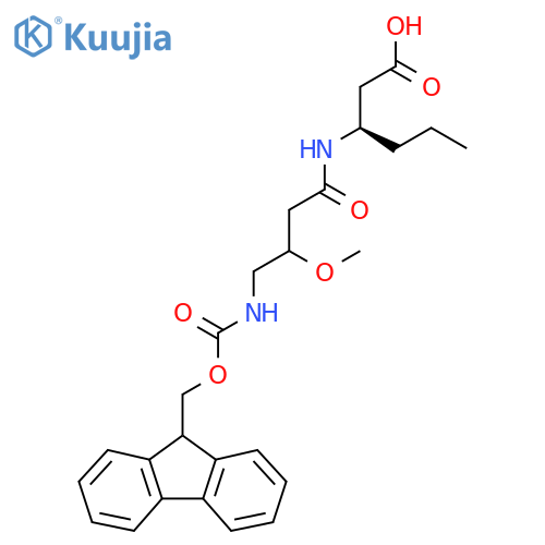 (3R)-3-4-({(9H-fluoren-9-yl)methoxycarbonyl}amino)-3-methoxybutanamidohexanoic acid structure