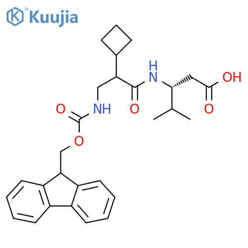 (3R)-3-2-cyclobutyl-3-({(9H-fluoren-9-yl)methoxycarbonyl}amino)propanamido-4-methylpentanoic acid structure