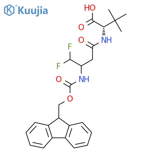 (2S)-2-3-({(9H-fluoren-9-yl)methoxycarbonyl}amino)-4,4-difluorobutanamido-3,3-dimethylbutanoic acid structure