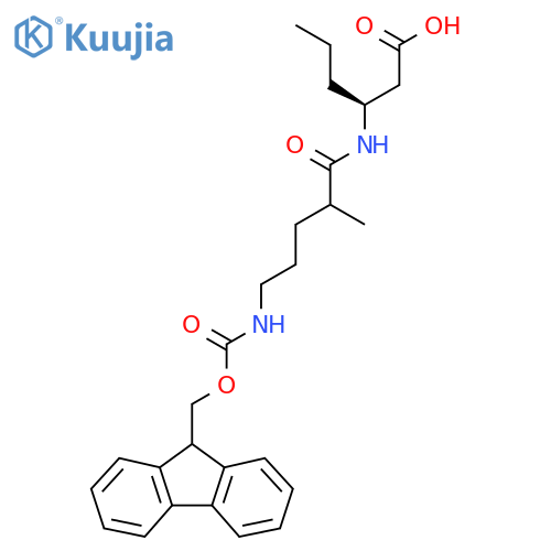 (3S)-3-5-({(9H-fluoren-9-yl)methoxycarbonyl}amino)-2-methylpentanamidohexanoic acid structure