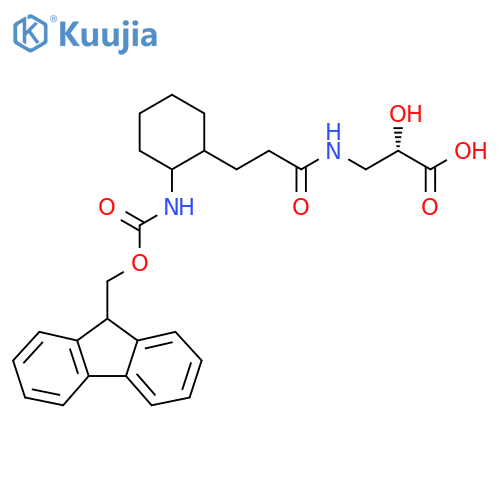 (2S)-3-{3-2-({(9H-fluoren-9-yl)methoxycarbonyl}amino)cyclohexylpropanamido}-2-hydroxypropanoic acid structure
