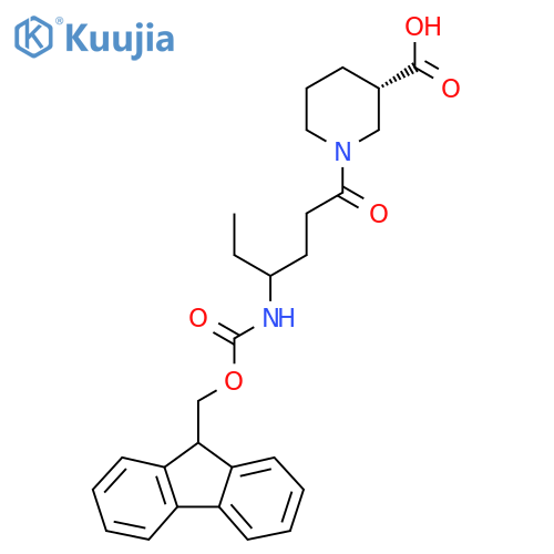 (3S)-1-4-({(9H-fluoren-9-yl)methoxycarbonyl}amino)hexanoylpiperidine-3-carboxylic acid structure