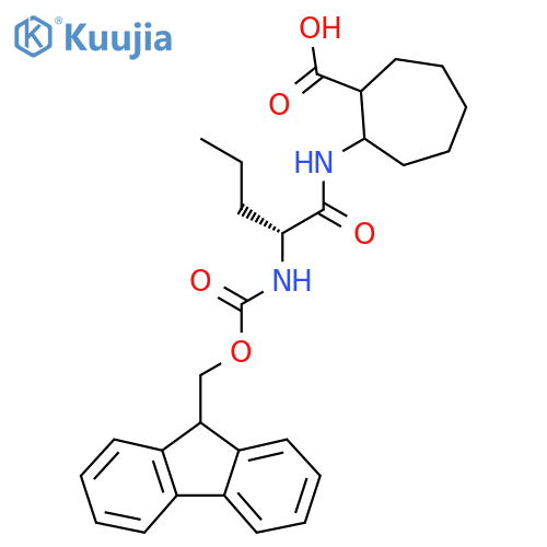 2-(2R)-2-({(9H-fluoren-9-yl)methoxycarbonyl}amino)pentanamidocycloheptane-1-carboxylic acid structure