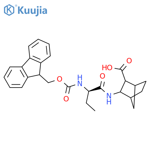 3-(2R)-2-({(9H-fluoren-9-yl)methoxycarbonyl}amino)butanamidobicyclo2.2.1heptane-2-carboxylic acid structure