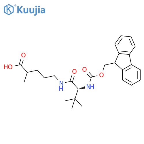 5-(2R)-2-({(9H-fluoren-9-yl)methoxycarbonyl}amino)-3,3-dimethylbutanamido-2-methylpentanoic acid structure