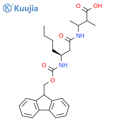 3-(3S)-3-({(9H-fluoren-9-yl)methoxycarbonyl}amino)heptanamido-2-methylbutanoic acid structure