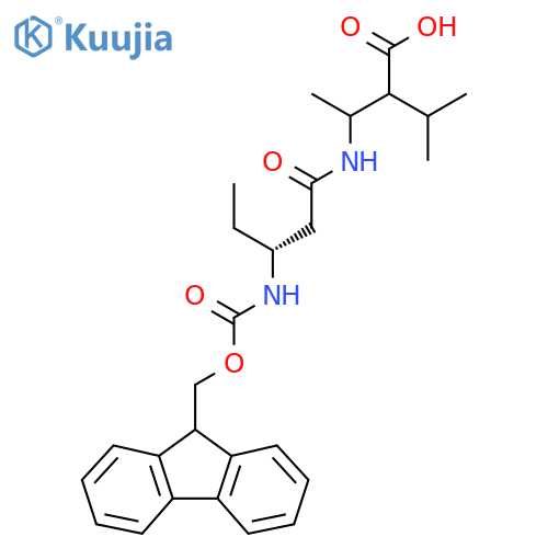 3-(3R)-3-({(9H-fluoren-9-yl)methoxycarbonyl}amino)pentanamido-2-(propan-2-yl)butanoic acid structure