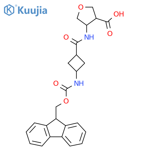 4-(1s,3s)-3-({(9H-fluoren-9-yl)methoxycarbonyl}amino)cyclobutaneamidooxolane-3-carboxylic acid structure