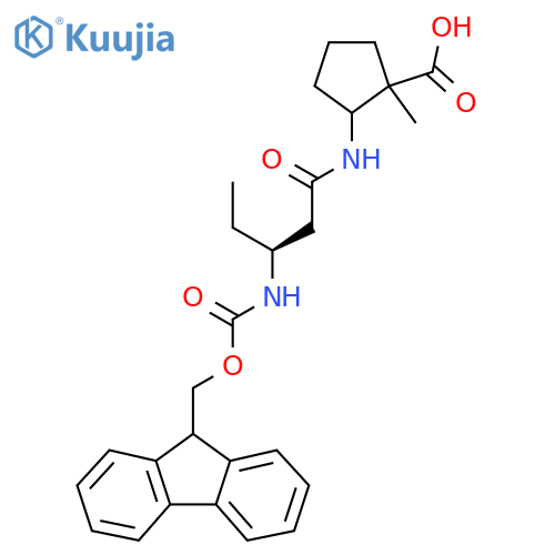 2-(3S)-3-({(9H-fluoren-9-yl)methoxycarbonyl}amino)pentanamido-1-methylcyclopentane-1-carboxylic acid structure