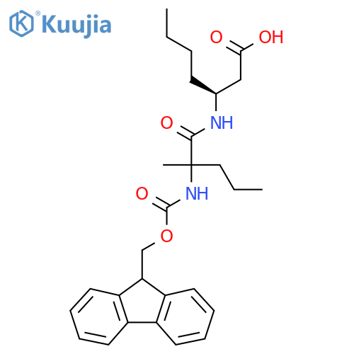 (3S)-3-2-({(9H-fluoren-9-yl)methoxycarbonyl}amino)-2-methylpentanamidoheptanoic acid structure