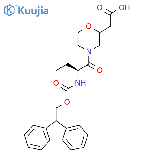 2-{4-(2S)-2-({(9H-fluoren-9-yl)methoxycarbonyl}amino)butanoylmorpholin-2-yl}acetic acid structure