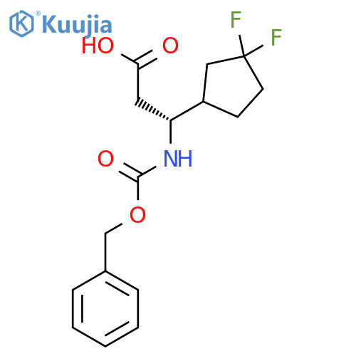 (3R)-3-{(benzyloxy)carbonylamino}-3-(3,3-difluorocyclopentyl)propanoic acid structure