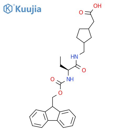 2-(3-{(2S)-2-({(9H-fluoren-9-yl)methoxycarbonyl}amino)butanamidomethyl}cyclopentyl)acetic acid structure