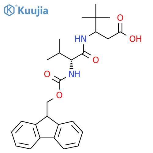 3-(2R)-2-({(9H-fluoren-9-yl)methoxycarbonyl}amino)-3-methylbutanamido-4,4-dimethylpentanoic acid structure