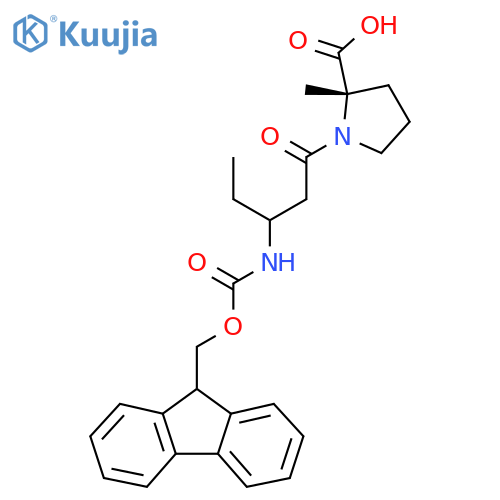 (2S)-1-3-({(9H-fluoren-9-yl)methoxycarbonyl}amino)pentanoyl-2-methylpyrrolidine-2-carboxylic acid structure