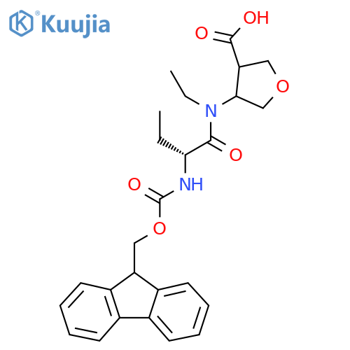 4-(2R)-N-ethyl-2-({(9H-fluoren-9-yl)methoxycarbonyl}amino)butanamidooxolane-3-carboxylic acid structure